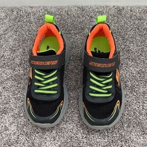 Skechers Little Kid's Black, Orange and Neon Green Sneakers